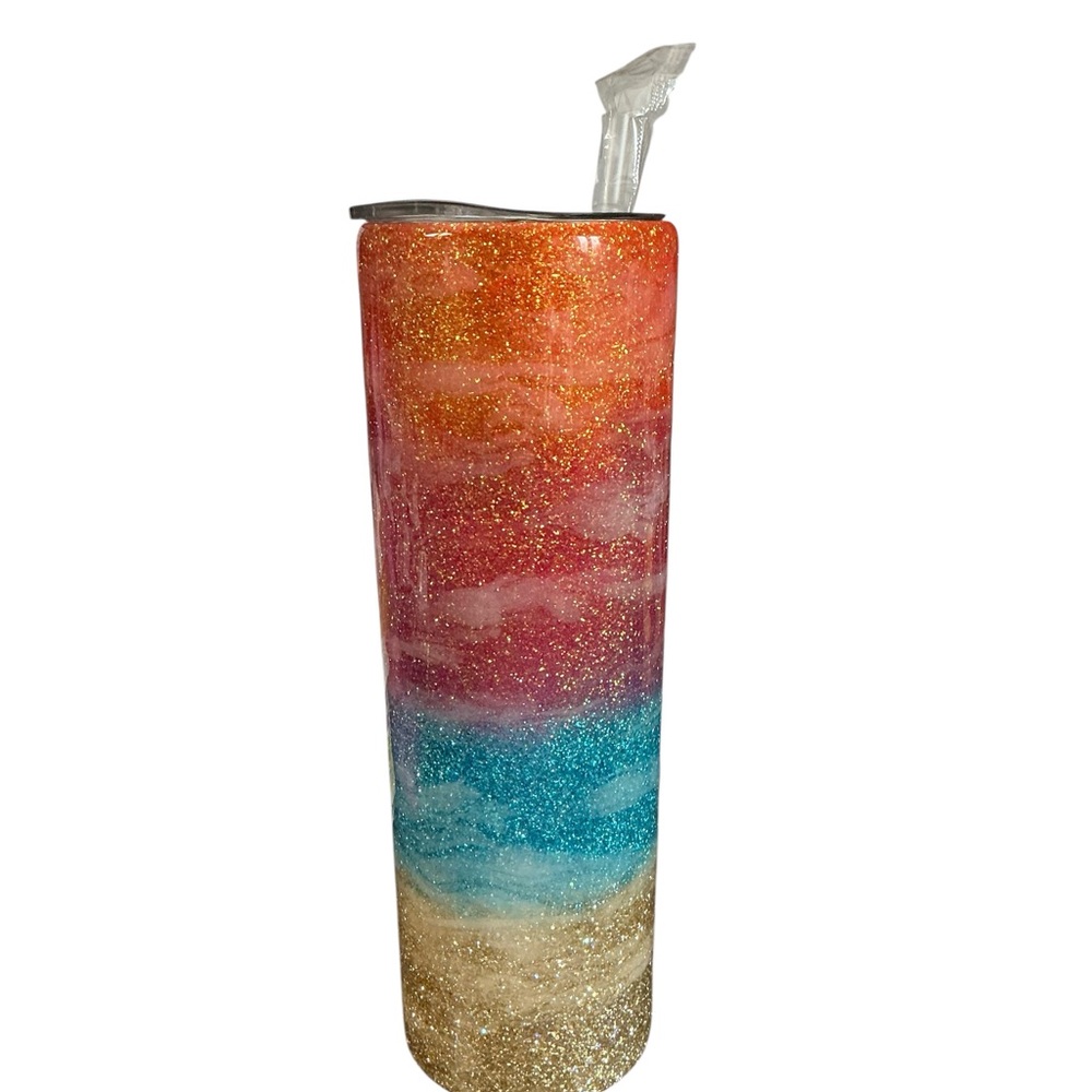 Glitter Ombre‎ Tall Tumbler 30oz. Stainless Steel Summer Hot or Cold Cup